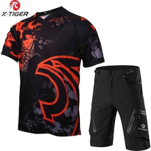 X-Tiger Pro Downhill Jerseys Set Breathable Bike Shirt Uniform Sports Wear Anti-UV Cycling Jerseys Bike DH Shirt Downhill Set