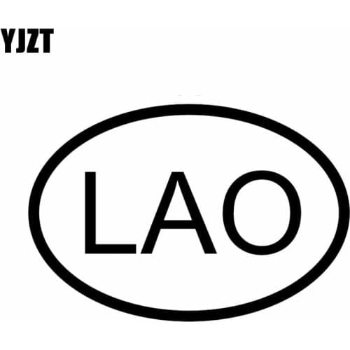 YJZT 13.2CM*9CM LAO LAOS COUNTRY CODE OVAL VINYL DECAL CAR STICKER Black Silver C10-01235