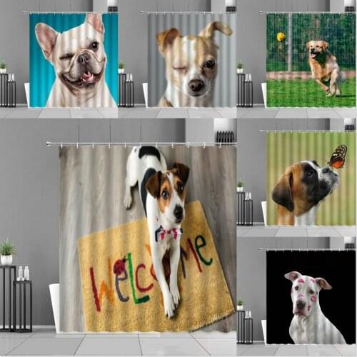 Shower Curtains Cute Animal Dog Funny Bath Screens Bathroom Curtains Polyester Waterproof Curtain For Baths With Hook Home Decor