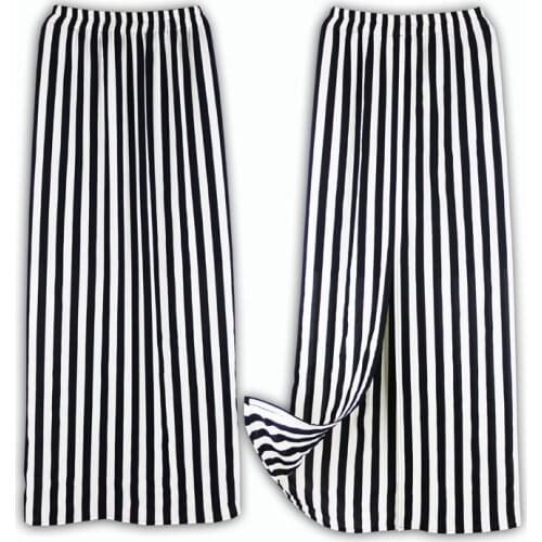 Summer Style Plus Size 3XS-8XL Chiffon Skirt Saias Women Ladies Western Black and White Stripe Bodycon Split Straight Skirts