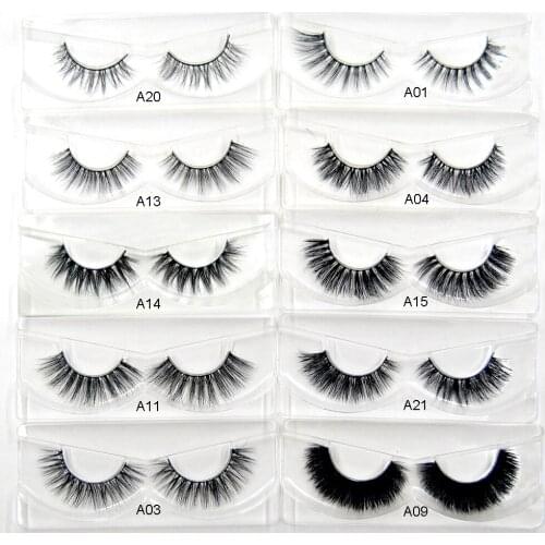 10style 3D Mink false eyeLashes Plastic Cotton Stalk Thick Natural Long lashes eye makeup HandMade Cruelty free lash Extension
