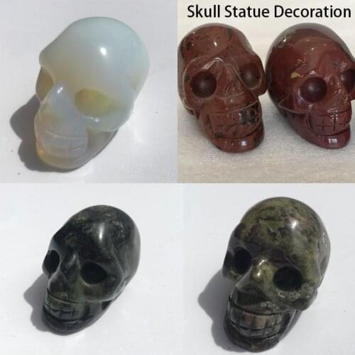 2" Skull Statue Natural Stone Carved Decoration Healing Crystal Reiki Gem FigurineSpiritual Wicca Energy Supplies Gemstone Gift