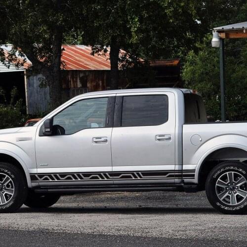 2 Pcs side door personality gradient reglious motifs stripe graphic Vinyl sticker for ford f150 super crew 5 1/2 box or raptor