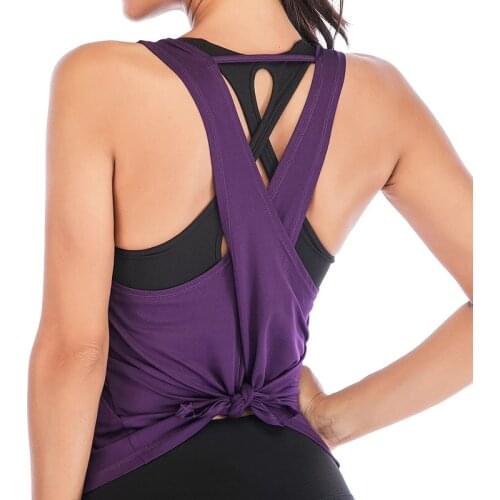 2021Yoga Vest Sport Tank Top Women Sleeveless Backless Cross Gym Tops Athletic Fitness Vest Dry Fit T-shirt Workout Shirt