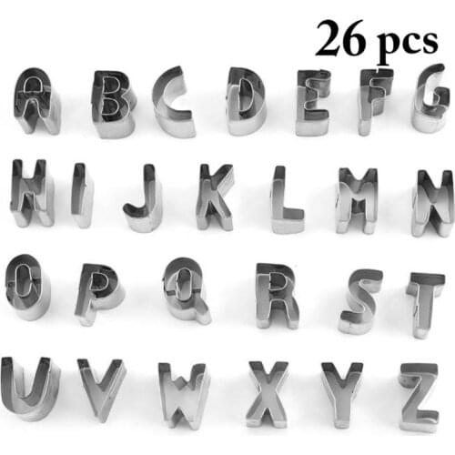 26Pcs Cookie Cutters Biscuit Moulds Stainless Steel Letters Cookie Cutters Set Chocolate Molds Baking Tools Cocina Accesorio