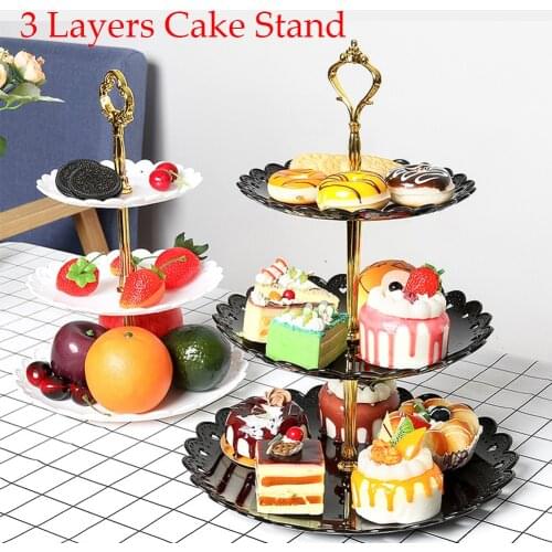 3 Tier Cake Stand Afternoon Tea Wedding Plates Party Tableware New Bakeware Plastic Tray Display Rack Cake Decorating Tools