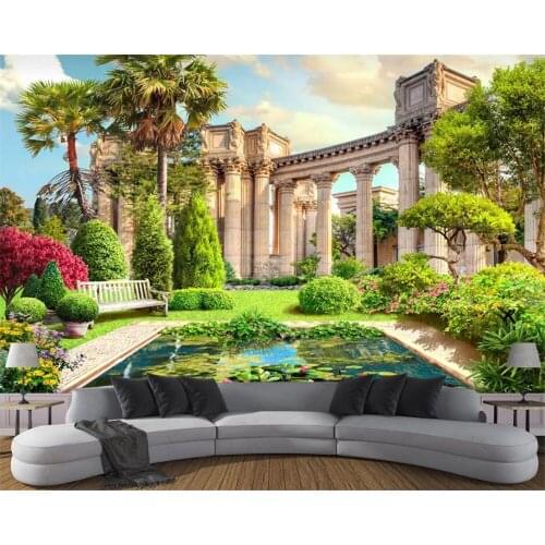 Beibehang papel de parede 3d Roman column garden landscape 3d background wall living room bedroom decoration wallpaper mural