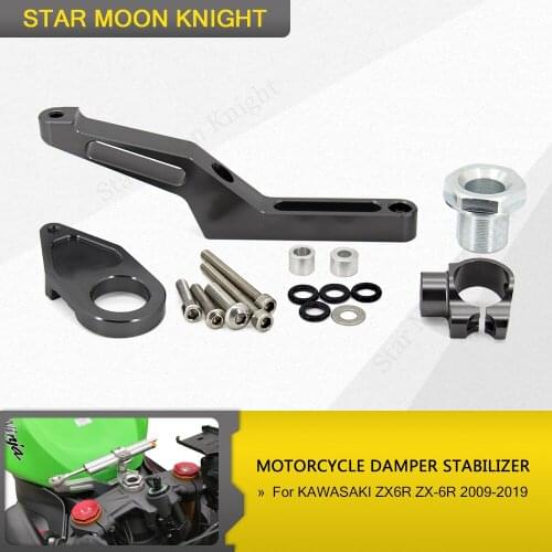 CNC Direction Steering Damper Stabilizer Holder Bracket Mounting For KAWASAKI ZX6R ZX-6R 09 10 11 12 13 14 15 16 2009-2019