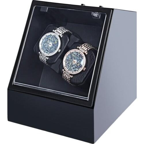 Wooden Automatic Watch Winder Auto Silent Watch Winder Irregular Shape Transparent Cover Wristwatch Box with US Plug
