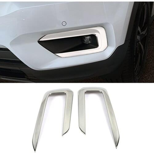 For Volvo XC40 2019 2020 2021 Chrome Front Fog Light Lamp Foglight Trim Cover Frame ABS Exterior Decoration Sticker