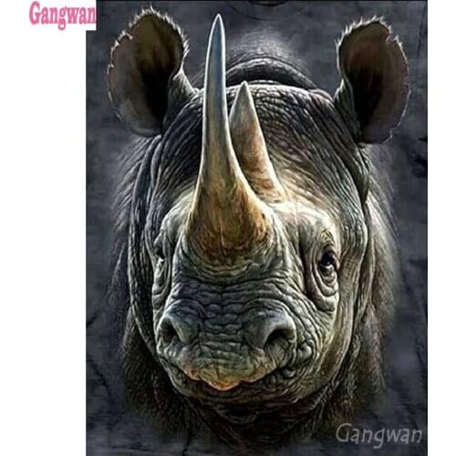 Rhinoceros 5d diy diamond painting picture 3D full round square diamond embroidery cross stitch mosaic new arrival home decor