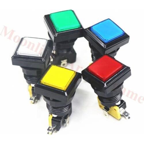 5PCS/Lot 33*33mm Square Push Button Arcade button 12V LED Momentary Push Buttons Illuminated Push Button