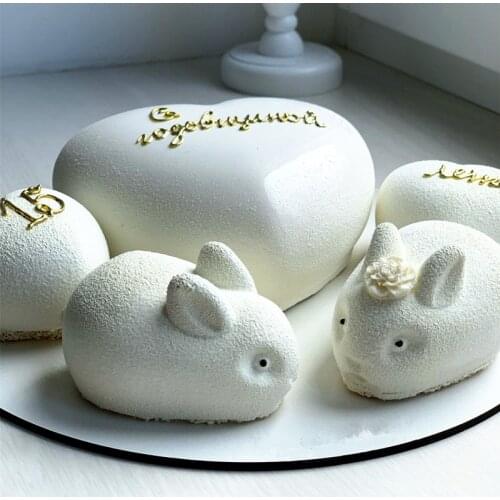 Cute 3D Easter Bunny Silicone Rabbit Shape Mousse Cake Chocolate Desser Silicone Mold Cupcake Topper Baking Pastry Decorating