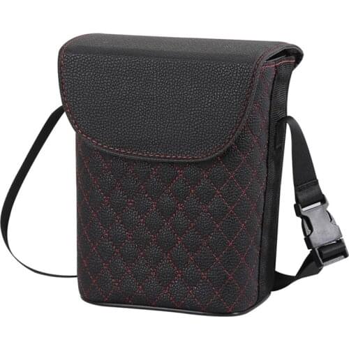 Multifunctional Portable Car Storage Box with Lid Trash Bin Car Organizer Bag Trash Container for Seat Black