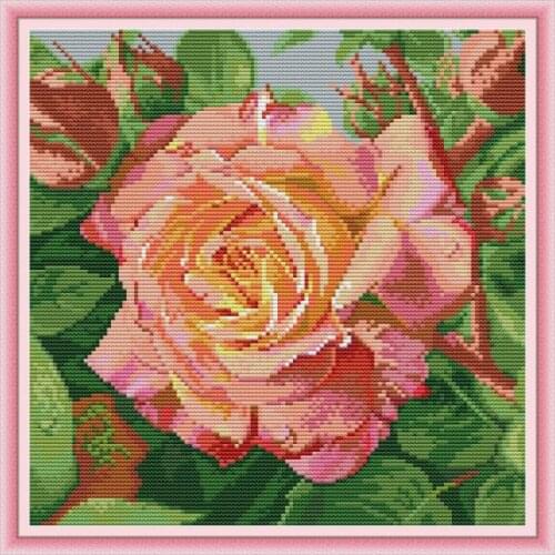 Rose cross stitch kit aida 14ct 11ct count print canvas cross stitches needlework embroidery DIY handmade