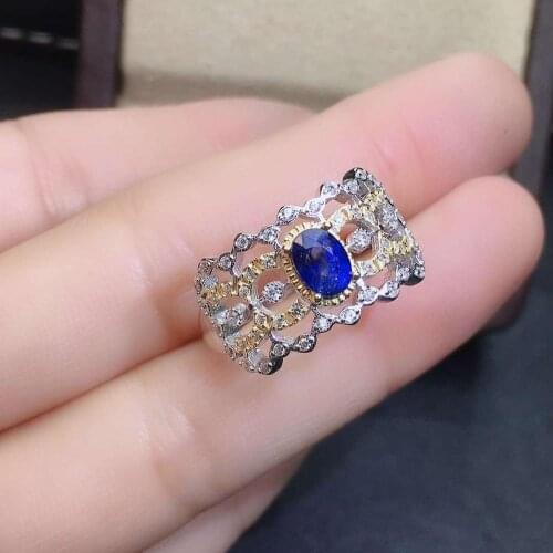 Natural real blue sapphire ring 925 sterling silver Fine handworked jewelry Finger rings