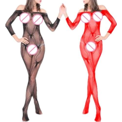 Latest Female Jumpsuit Bodystocking Women Lingerie Sexy Sleepwear Open Crotch Bodysuit Spider Pajamas Body Stocking Sexy Clothes