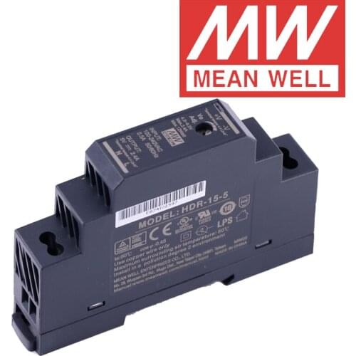 Original Mean Well HDR-15-5 DC 5V 2.4A 12W meanwell Ultra Slim Step Shape DIN Rail Power Supply