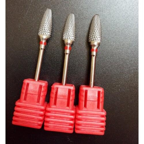 10 pieces3/32'' Professional Carbide Nail Drill Bit Fine Top Electric Nail File Nail file buffer Drill Bit 602001 Red