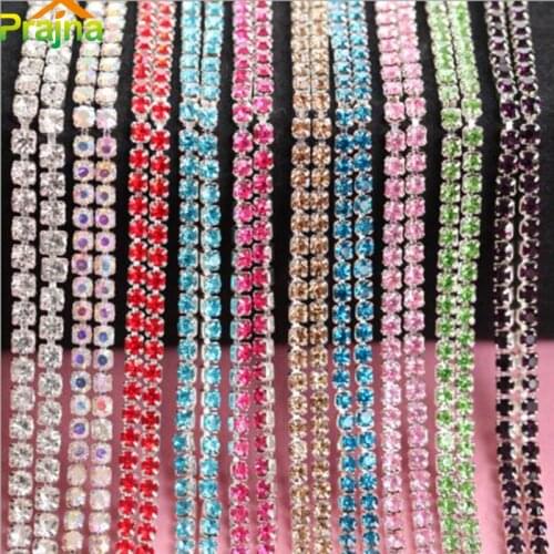 Prajna 2mm 1 Yard Sew Rhinestones For Clothes Rhinestone Wedding Dress Shoes Adhesive DIY Rhinestone Decorations Applique F