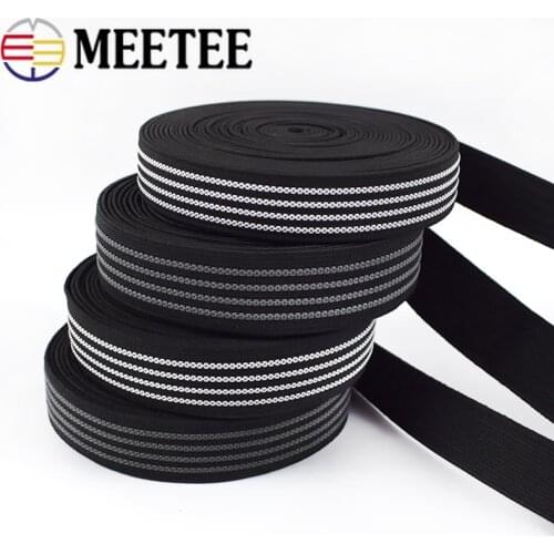 20/25mm 10/20M Anti-slip Elastic Bands White Black Rubber Material for Shoe Belt Backpack Waist Belt Sewing DIY Craft Accessory