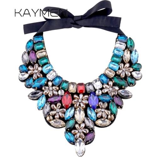Luxury Handmade Glass Crystal Statement Necklace for Women Fashion Bohemia Torques Necklace Bijou Wedding Choker Necklace 1522