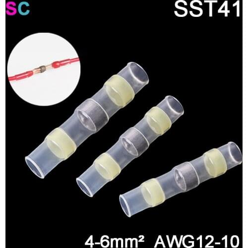 Cable Connector Solder Seal Fast Wire Terminal Waterproof 10/20/50PCS SST-S41 Electrical Insulating Spade Butt Joint AWG12-10