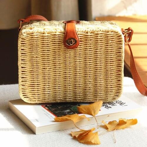 New fashion Summer ins Box straw bag Bohemian solid color paper rope crochet bag Travel Leisure handbags