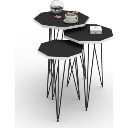 Modern Larose Zigon Coffee Table Gisella Gray 3 Pcs (50*35*35-45*30*30-40*25*25) octagonal coffe table
