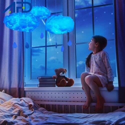 LED Night Light Cute Cotton Cloud Shape Lamp DIY Handmade Material Package Wall Hanging Indoor Lighting Home Bedroom Decor