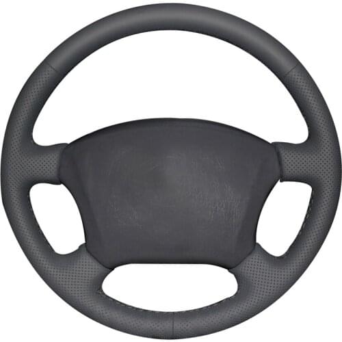 Dark Gray Natural Leather Car Steering Wheel Cover for Toyota Land Cruiser Prado 120 Land Cruiser 2003-2007 Tacoma 2005-2011