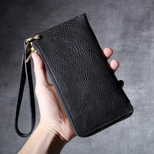Genuine Leather Oxhide Clip Vintage Men Card Holder Multi-function Document Bag Crazy Horse Style Top Layer Leather Mens Clip