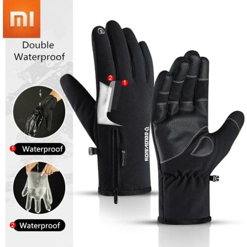 Xiaomi Outdoor Waterproof Gloves Thicken Plus Velvet Zipper Touch Screen Glove Riding Warm Sports Winter Mountaineering Skiing
