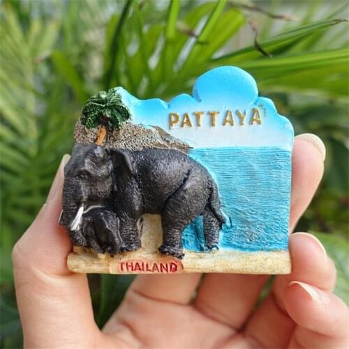 High Quality 3D Resin Thailand Elephant Pattaya Fridge Magnet Travel Souvenirs Refrigerator Magnetic Stickers