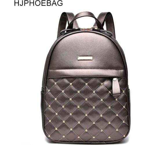 HJPHOEBAG Women Backpack Fashion Causal bags High Quality bead female shoulder bag PU Leather Backpacks for Girls sac YC205
