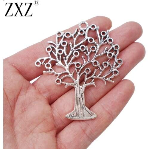 ZXZ 2pcs Tree Charms Pendants Beads for Necklace Jewelry Making Findings 61x54mm