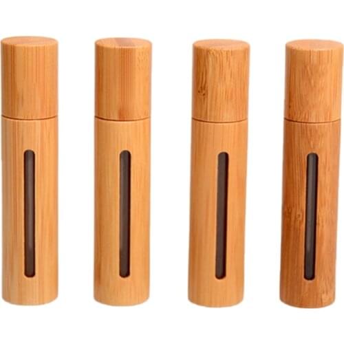 10ml New Bamboo Wood Bottle Perfume Empty Oil Bottle Stainless Roll On Ball Perfume Aromatherapy Bottle Oil Roller Bottle New