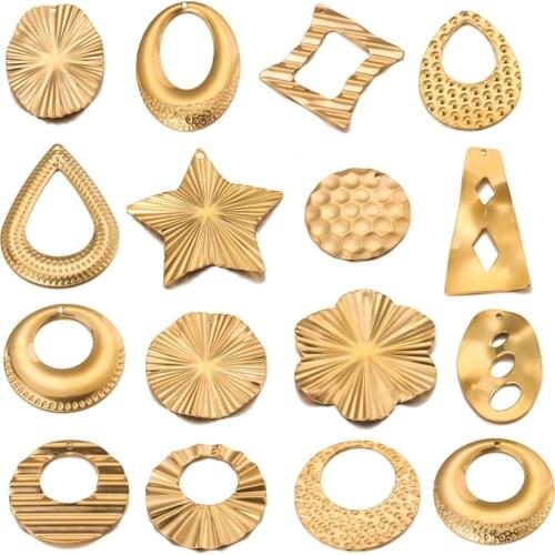 10PCS 2021 NEW Stainless Steel High Quality Gold Diy Earring Charms Findings Teardrop Link Connectors Dangle Flowers Wholesale