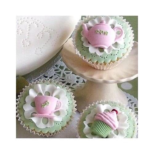 New Arrival Silicone 3PCS Tea Set Baking Fondant Cake Decorating Tools for Cupcake Mold DIY Decoration Sugar Craft Tools Moulds