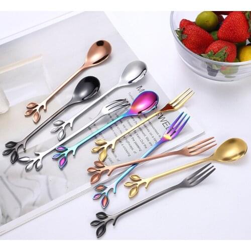 5PCS Creative Stainless Steel coffee Spoon Nordic Simple Stirring Spoon Dessert Cake Ice Cream Spoon Tableware
