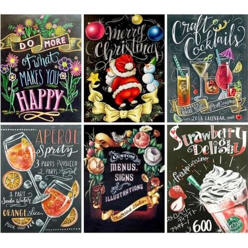 5d Diy Diamond Painting Blackboard Full Square/Round Diamond Embroidery Cross Stitch Cartoon Christmas Decoration for Home