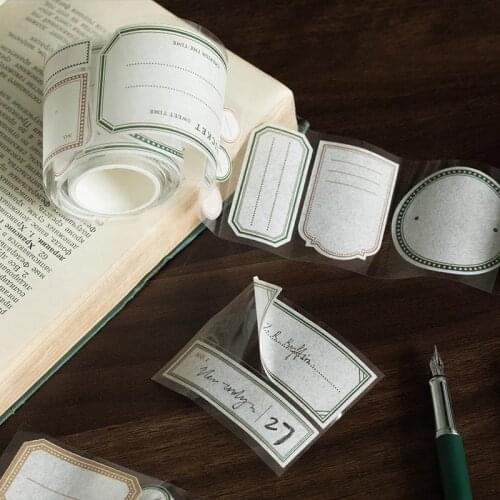 60MM*3M Die-cut Basic Frame Writable Paper Tape Retro Dialog Hand Account Decoration Label Sticker
