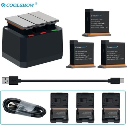 Battery For dji osmo action battery charger 1300mAh for DJI Osmo Action Camera bateria Accessories For DJI OSMO Action AB1