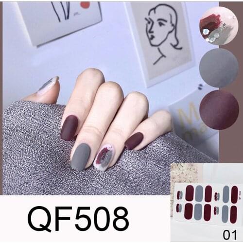 Glitter Gradient Color Nail Stickers Nail Wraps Full Cover Nail Polish Sticker DIY Self-Adhesive Nail Art Decoration