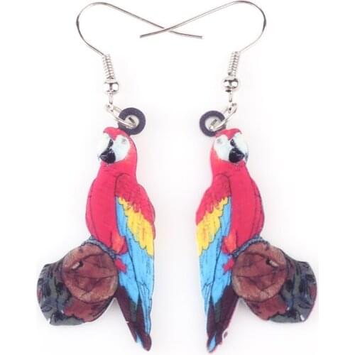 Bonsny Long Drop Brand Lovely Parrot Earrings Acrylic New 2016 Jewelry For Girls Women Gift Cartoon Child Earrings Accessories