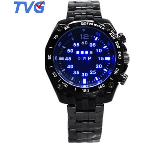 Relogio masculino TVG Men Watches Top Brand Luxury Blue Led Digital Watches Fashion Men Sports Watches Full Black Wristwatch