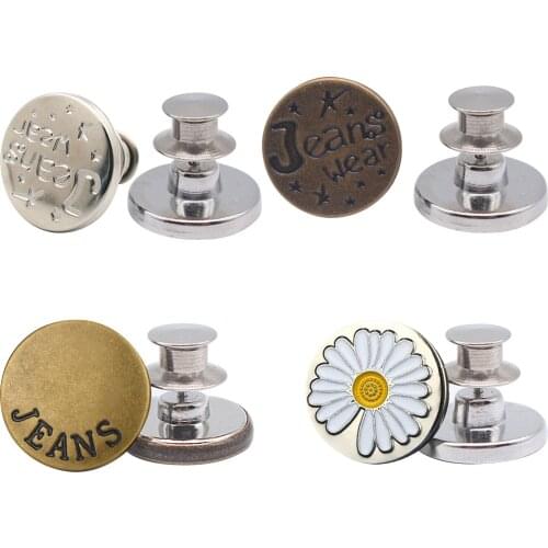 Jean Buttons No Sew Metal Tack Buttons Replacement Kit for Jacket