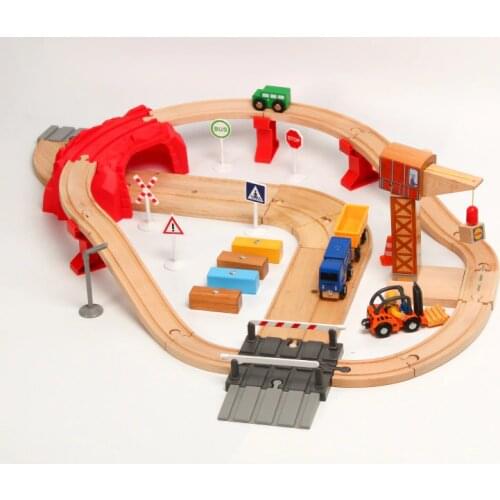 EDWONE-New One Set Wood Railway Crane Train Car Slot Railway Accessories Original Toy Kids Xmas Gifts Fit THOM AS BIRO Toys