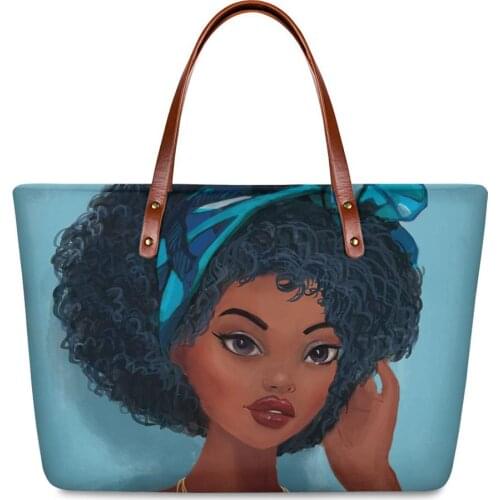 ELVISWORDS Brand Luxury Handbags Black Art Girl Printing Tote Bags For Women Shoulder Bag Fashion Womens Handbag Custom Bolso