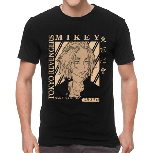Retro Tokyo Revengers T-shirt Mens Fashion T Shirt Short Sleeve 100% Cotton Sano Manjiro Mikey Tshirt Unique Tee Top